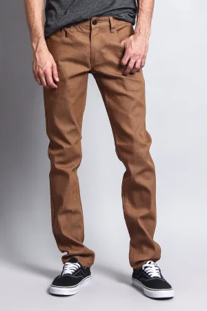 Men's Skinny Fit Raw Denim Jeans (Wheat)